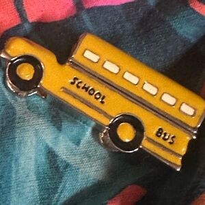 Vintage enamel Yellow School Bus trinket box